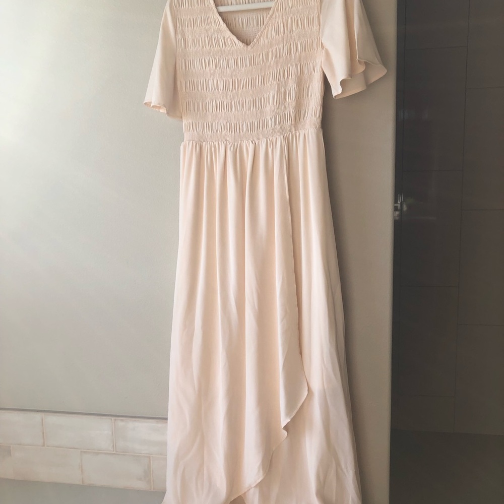 Roolee Polagram Maxi cream Dress Size Medium Wedding photos church beautiful!!